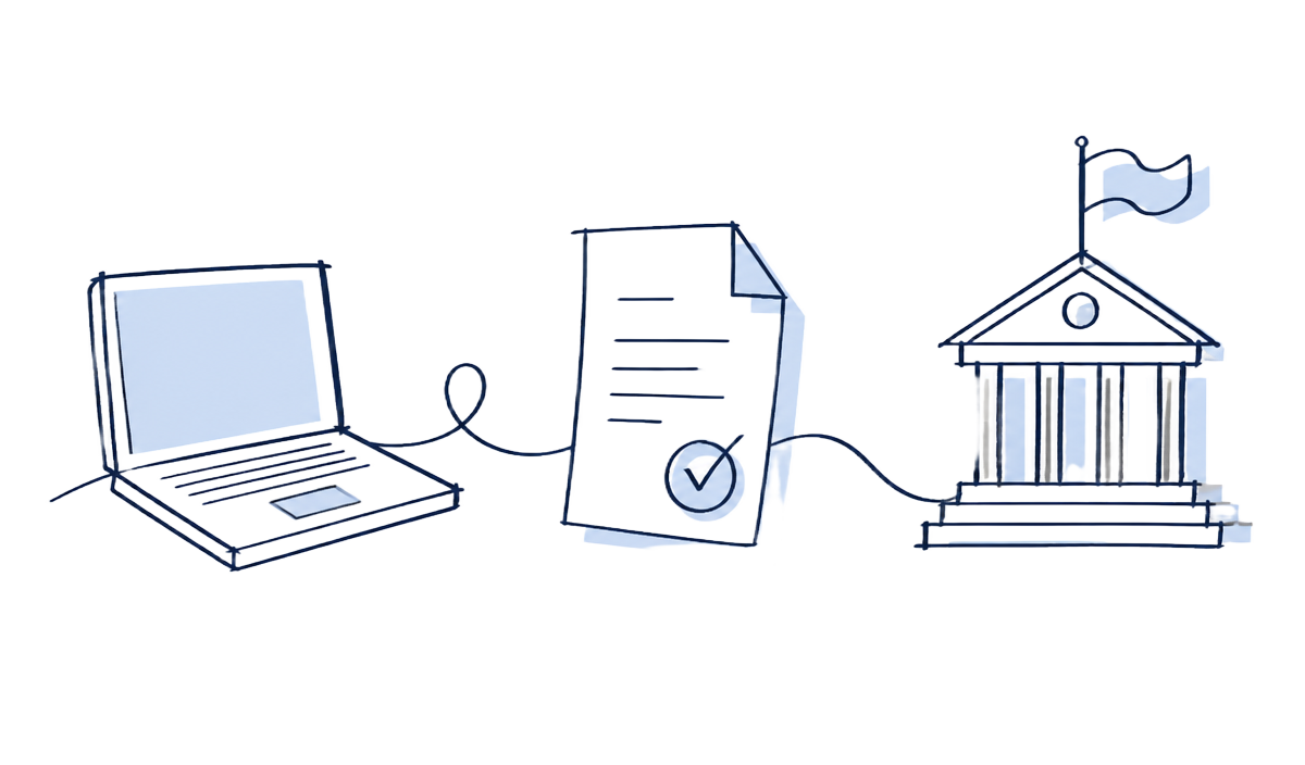 Laptop, reviewed tax document and the ATO